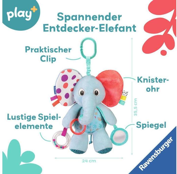 Image du produit Ravensburger 4855 play+ explorer elephant, peluche avec de nombreux effets ludiques, pour la maison et le