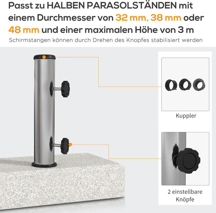 Produktbild Outsunny Sonnenschirmständer Granit Grau