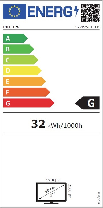 Energy Label Philips P-line 272P7VPTKEB (3840 x 2160 Pixels, 27")