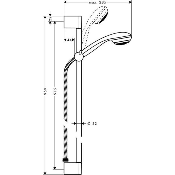 Thumbnail - hansgrohe, Duschsystem, HG Brauseset CROMETTA 85 MONO Brausestange Unica'Crometta 900mm chrom