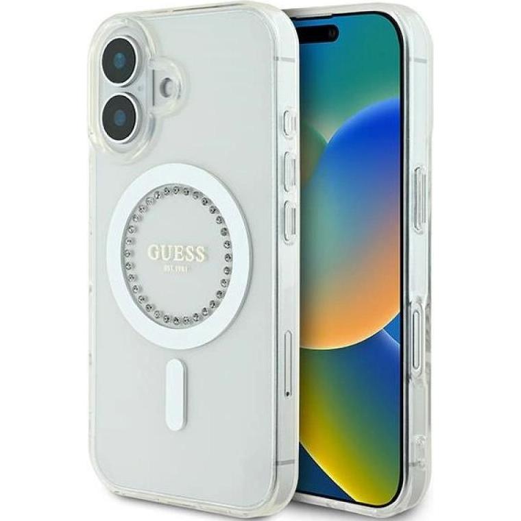 Guess GUHMP16MPFTDTEH iPhone 16 Plus 6.7" biały/white hardcase IML Rhinestones MagSafe (Apple iPhone 16 Plus) (GUHMP16MPFTDTEH)