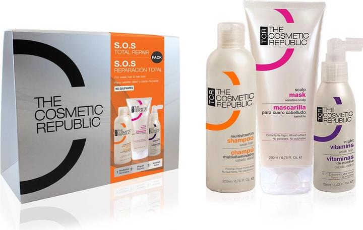 Produktbild The Cosmetic Republic 2-in-1 Shampoo und Spülung SOS Total Repair Revitalizing Nutritive (Flüssiges Shampoo)