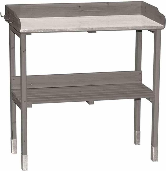 Siena Garden Siena Pflanztisch 76 x 37 x 81 cm, grau, Sparrentanne FSC 100 % mit verzinkter Arbeitsplatte, Haken