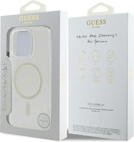 Produktbild Guess GUHMP16LHFGERET iPhone 16 Pro 6.3" przeźroczysty/transparent hardcase IML Glitter Circle MagSa (Apple iPhone 16 Pro)