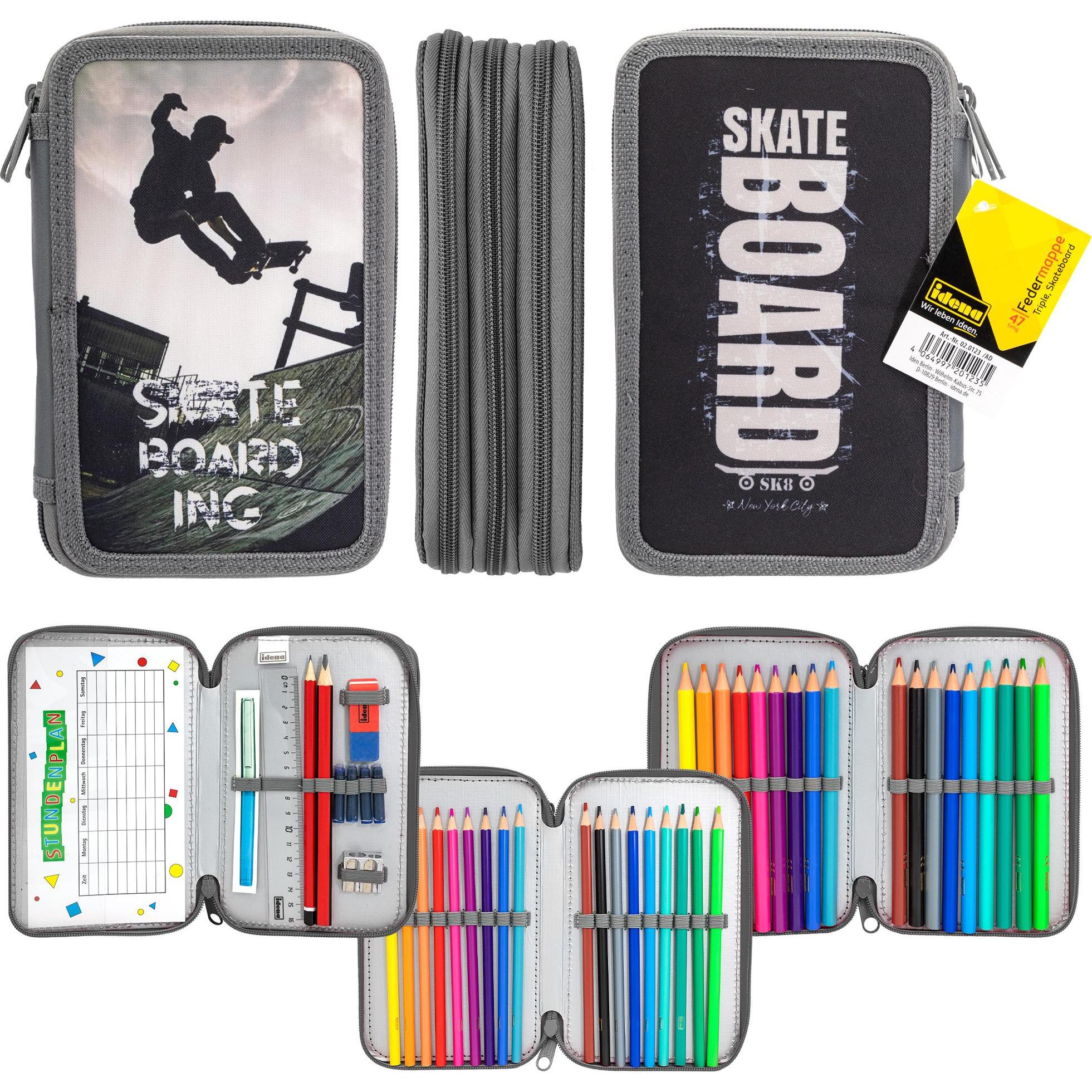 Idena Federmappe Triple Skateboard 47teilig (47 x) (42107859)