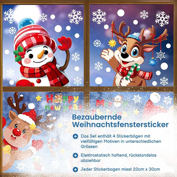 Image du produit Hermex Décorations de fenêtre pour enfants Autocollants de Noël Merry Christmas Happy New Year