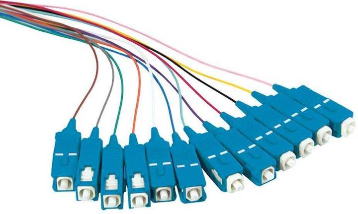 Produktbild LogiLink Farbiger Pigtailsatz 12 x SC, OS2 9/125µ, 2m, Stecker blau (2 m)