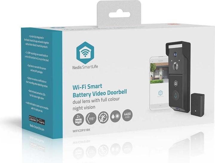 Image du produit Nedis SmartLife Video-Türsprechanlage | Batteriebetrieben | 2x Full HD 1080p | Cloud Storage (option (Sans fil)