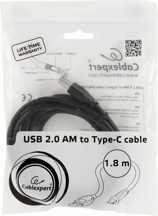 Actual product image Gembird A - C (1.80 m, USB 2.0)