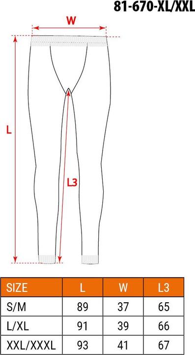 Nutritional values and ingredients Neo Thermoactive long pants, size XXL (XXL, 3XL)