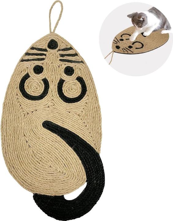 Actual product image Hermex Mouse-shaped cat scratching mat Scratching toy Scratching rug Scratching surface (Black, Brown)