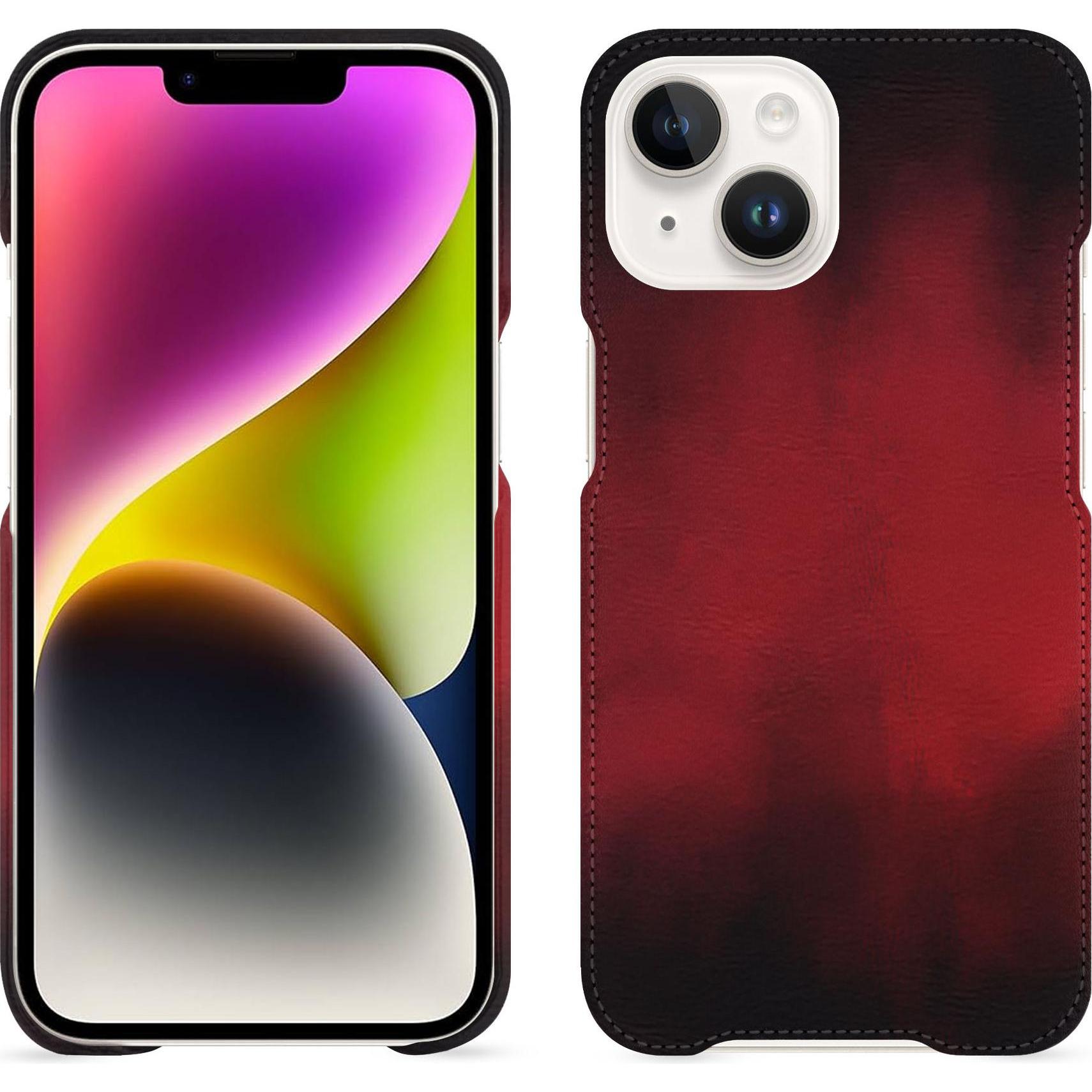 Noreve Lederschutzhülle (Apple iPhone 15 Plus), Smartphone Hülle, Rot