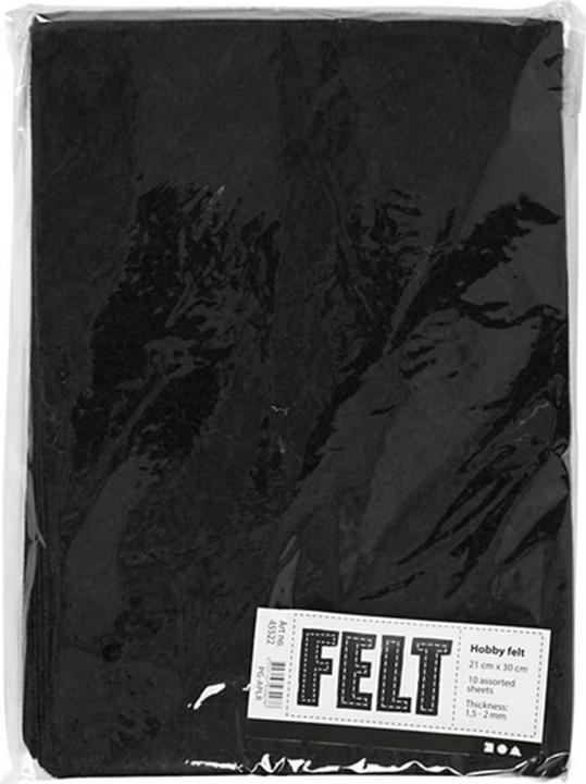 Actual product image Creativ Company Craft Felt 10 Sheets, Mottled Black (29.70 x 21 cm)