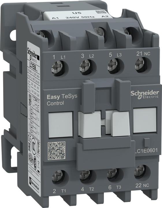 Actual product image Schneider Easy TeSys power contactor 3P 6A 1NC 240V AC 50Hz LC1E0601U5