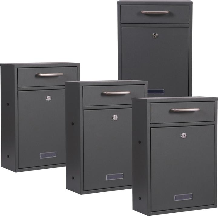 Actual product image Wiltec 2x2 Letter Box V52 Anthracite Lockable Mail Box with Name Plate Window and Letter Box Stand