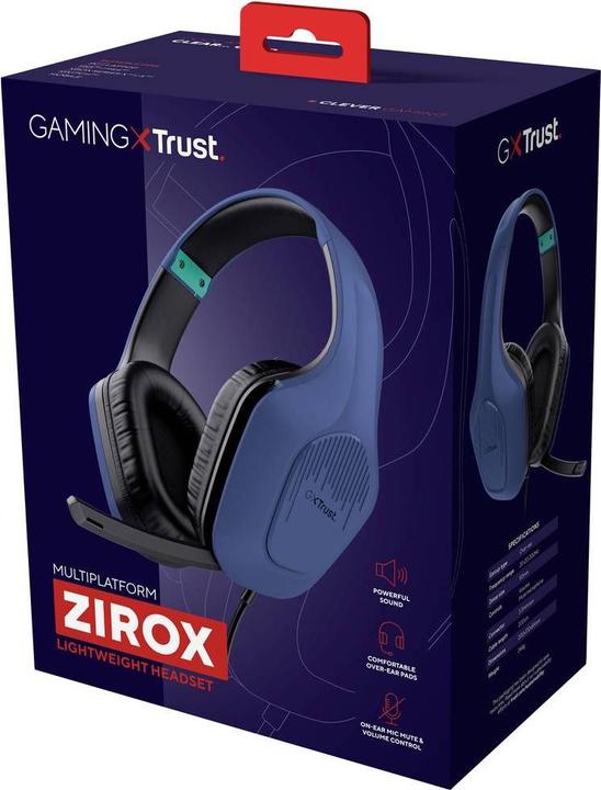 Actual product image Trust GXT415B ZIROX HEADSET - BLUE (Cable)