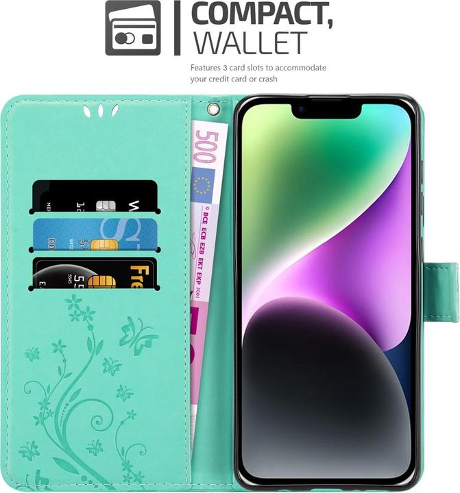 Actual product image Cadorabo Cover for Apple iPhone 14 in Flower Book Style (Apple iPhone 14)