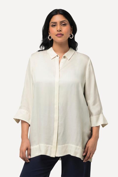 Produktbild Ulla Popken Bluse, Cupromix, Boxy, Hemdkragen, 3/4-Arm (50, 52)