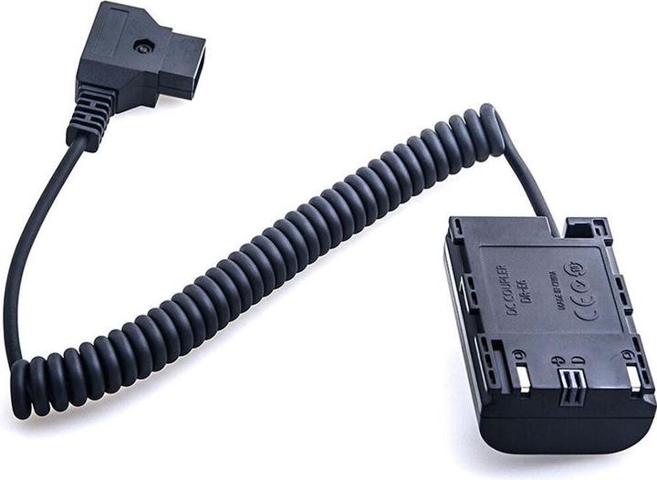 Actual product image Caruba Canon LP E6 Full Decoding Dummy Battery +D TAP B Type Connector (Spring Cable) (DC coupler)