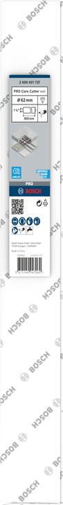 Nährwerte und Zutaten Bosch Professional Zubehör PRO Core Cutter wet, 62 x 450 mm, 1 1/4-Zoll-UNC (62 Millimeter)