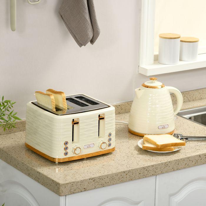 Actual product image Swisshandel24 2-in-1 Toaster- und Wasserkocher-Set, 7 Bräunungsstufen, Auftau- und Aufwärmfunktion, Beige (1.70 l)