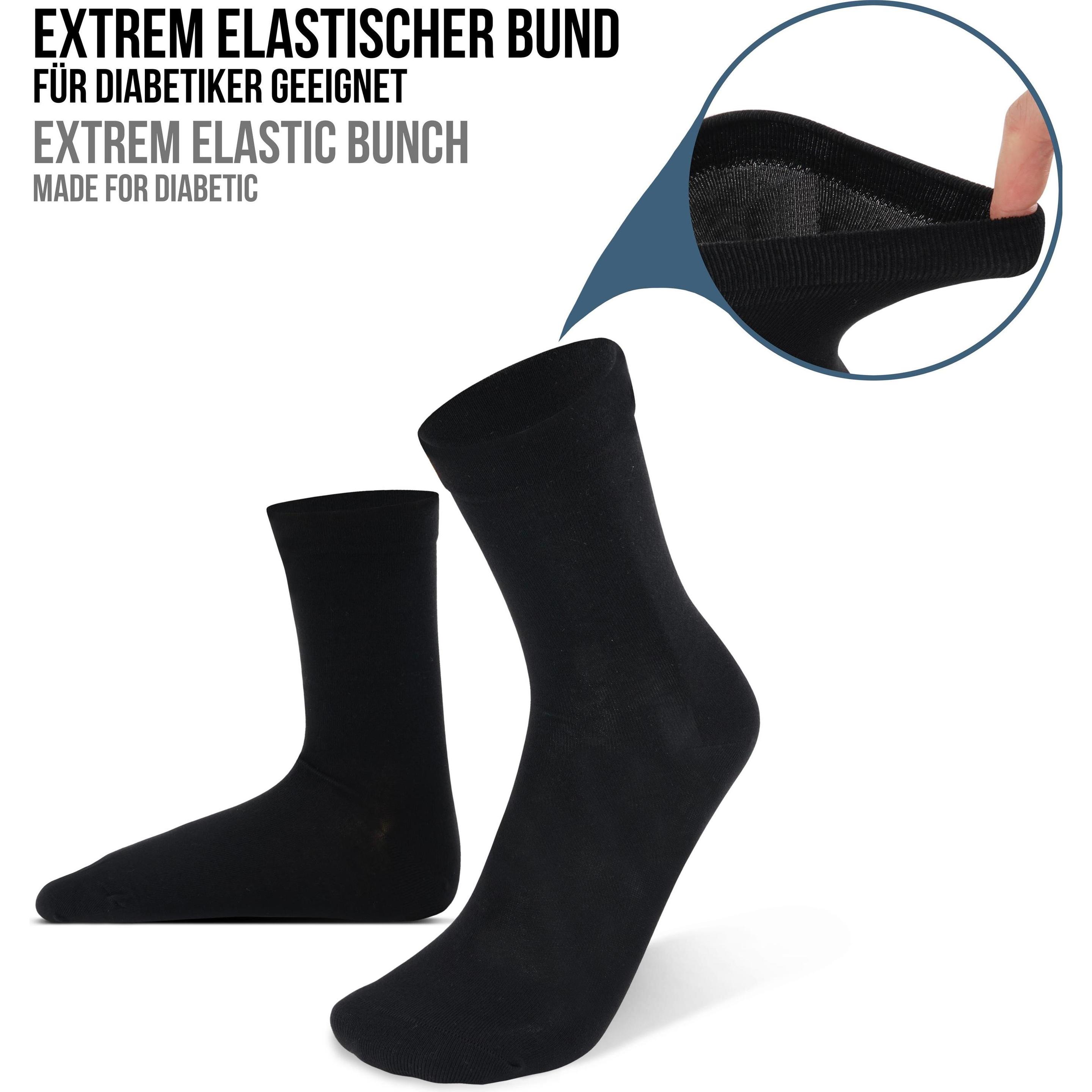 Normani, Herren, Socken, 6 Paar Gesundheitssocken Bambus, Schwarz, (6er Pack, 43 - 46)