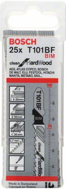 Produktbild Bosch Professional Zubehör PRO Hardwood clean T101BF Stichsägeblatt, 100 mm, 25-tlg.