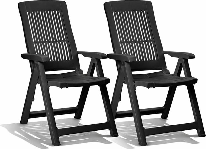 Actual product image Mojawo 2 Stück Klappstuhl Kunststoff Anthrazit 5-Positionen