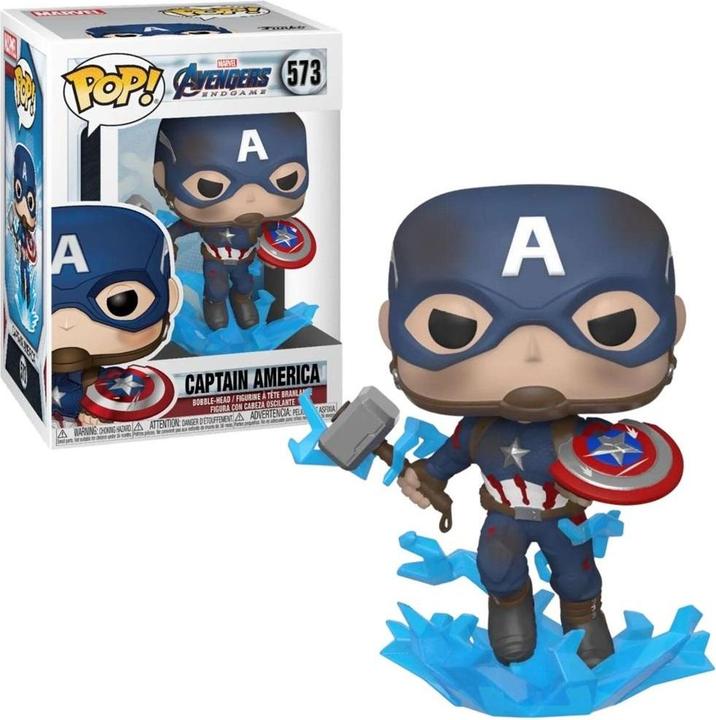 Actual product image Funko POP! Avengers: Captain America with Broken Shield & Mjölnir