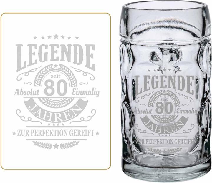 Produktbild Luxentu Legende seit 80 Jahren Bierkrug mit Gravur (0.50 l, 1 x)