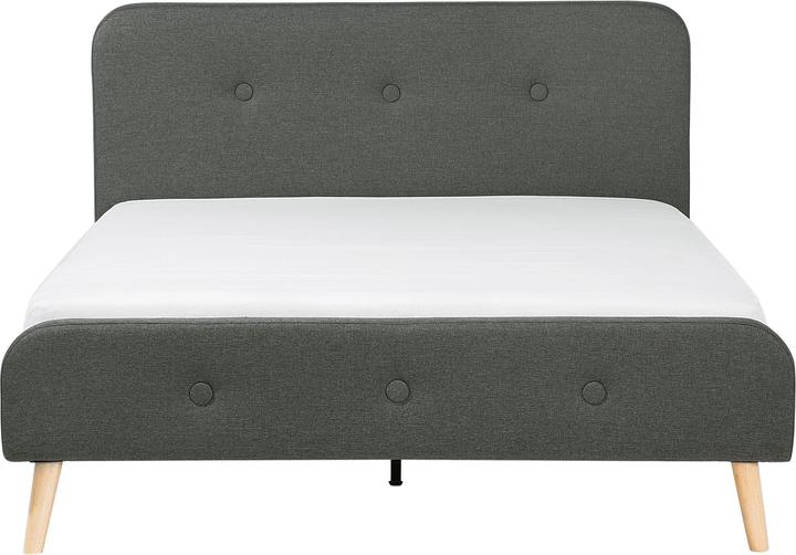 Actual product image Beliani Upholstered bed linen look grey slatted frame 140 x 200 cm RENNES (140 x 200 cm)