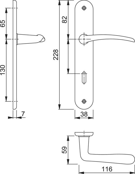 Productafbeelding Hoppe Lange plaat set Istanbul M171/332P messing F49 OB 72 mm DIN links / rechts (Deurplaat set)