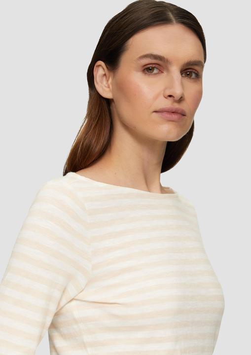 Produktbild S.Oliver T-Shirt Geringeltes Langarmshirt aus Flammgarn mit U-Boot-Ausschnitt (48)
