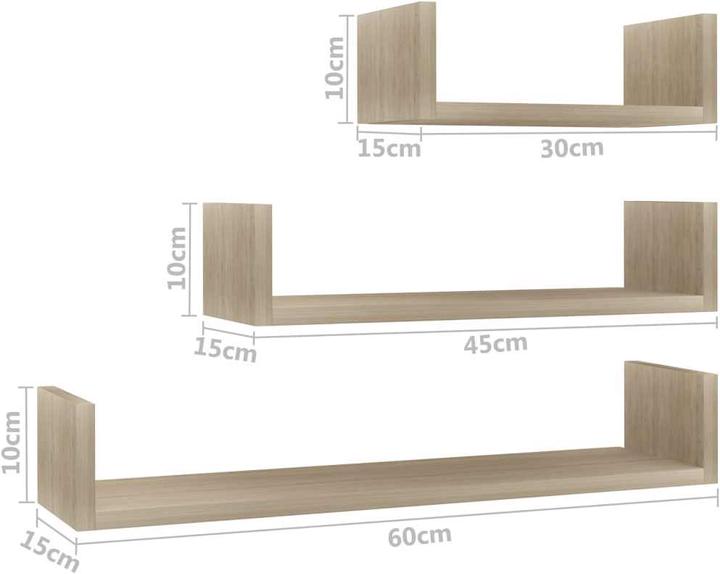 Produktbild VidaXL Venyamin (60 x 15 x 10 cm, 45 x 15 x 10 cm, 30 x 15 x 10 cm)