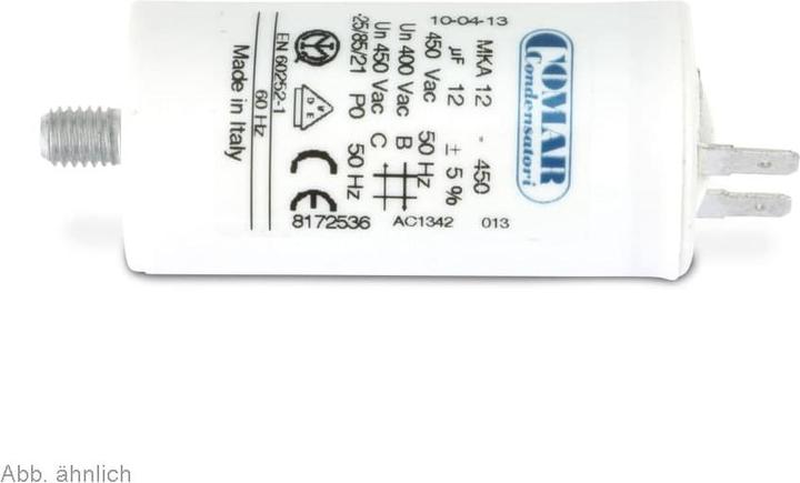 Produktbild Comar Condensatori Motorbetriebskondensator COMAR MKA450, 10µF/450V, 6,3mm, 30x70mm