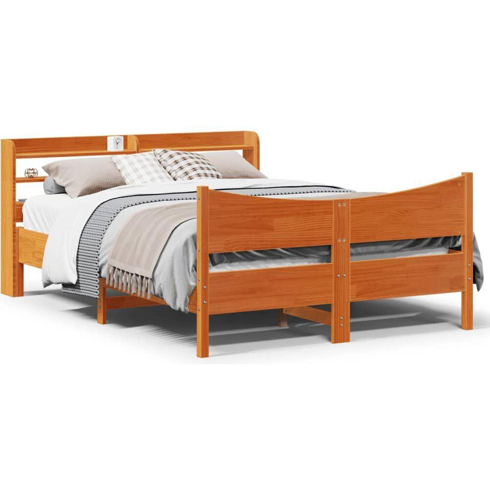 VidaXL, Bett, Bett mit Kopfteil Kiefer (135 x 190 cm)
