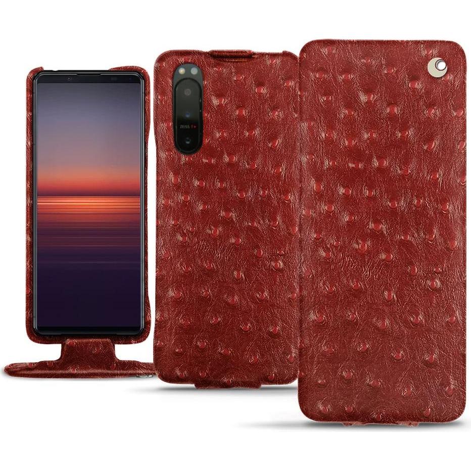 Noreve Lederschutzhülle vertikal (Sony Xperia 5 II), Smartphone Hülle, Rot