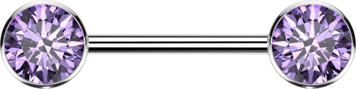 Actual product image Star Piercing Threadless Barbell silber Scheibe front mit Kristall violett (without brass, Titanium)