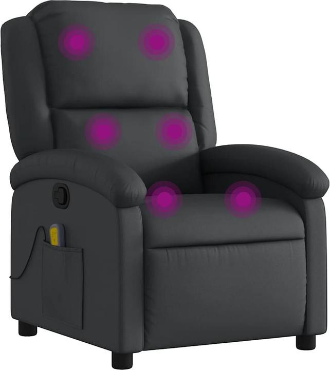 Image du produit VidaXL Fauteuil de massage noir cuir véritable,Couleur : noir,Matériaux