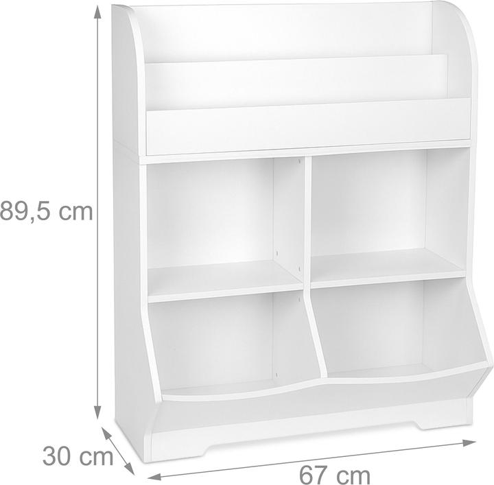 Actual product image Relaxdays - Kinderregal mit Buchablagen, Weiss, 89,5 x 67 x 30 cm