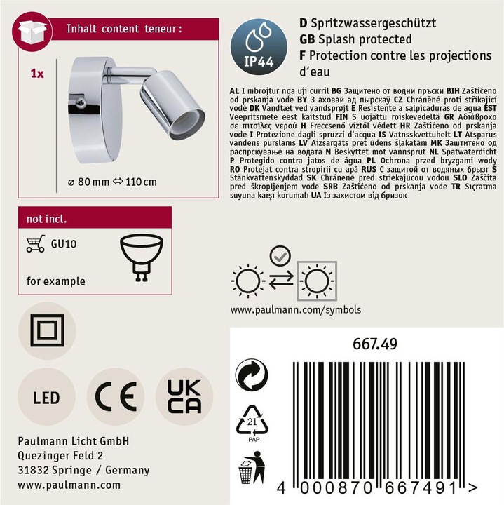 Image du produit Paulmann Coup de projecteur sur la Caroline (GU10)
