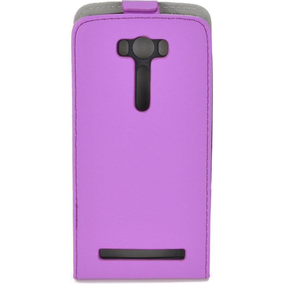 Thumbnail - König Design Flip Schutz Hülle Asus Zenfone 2 Laser (5,0 Zoll) Lila Leder Imitat Slim Flex (Asus ZenFone 2 Laser), Smart...