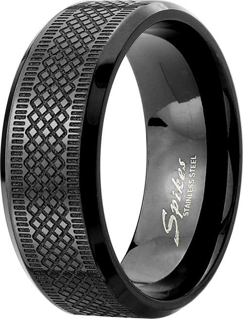 Image du produit Star Piercing Bague noire rainurée (sans laiton, Acier chirurgical 316L)
