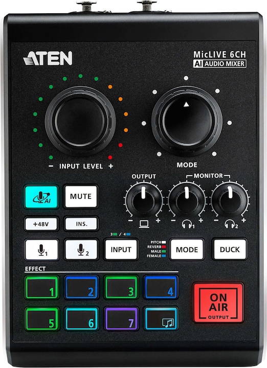 Actual product image Aten UC8000 Podcast AI Audio Mixer MicLIVE 6-CH (Studio- and Livemixer)