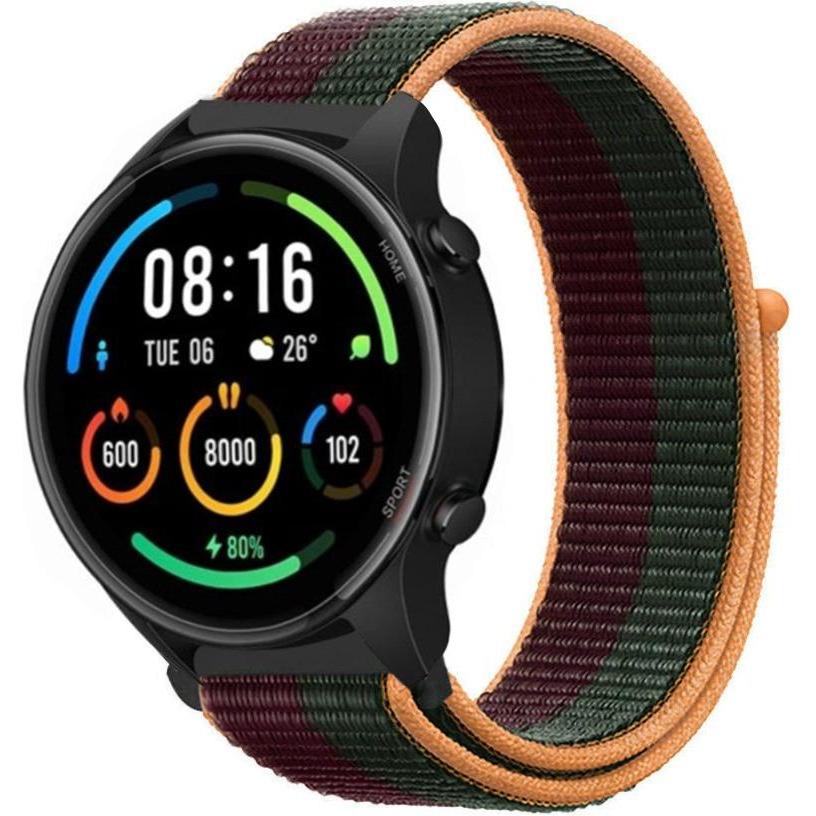 Strap-it Nylonarmband (Nylon, Xiaomi Mi Watch), Uhrenarmband, Rot, Violett