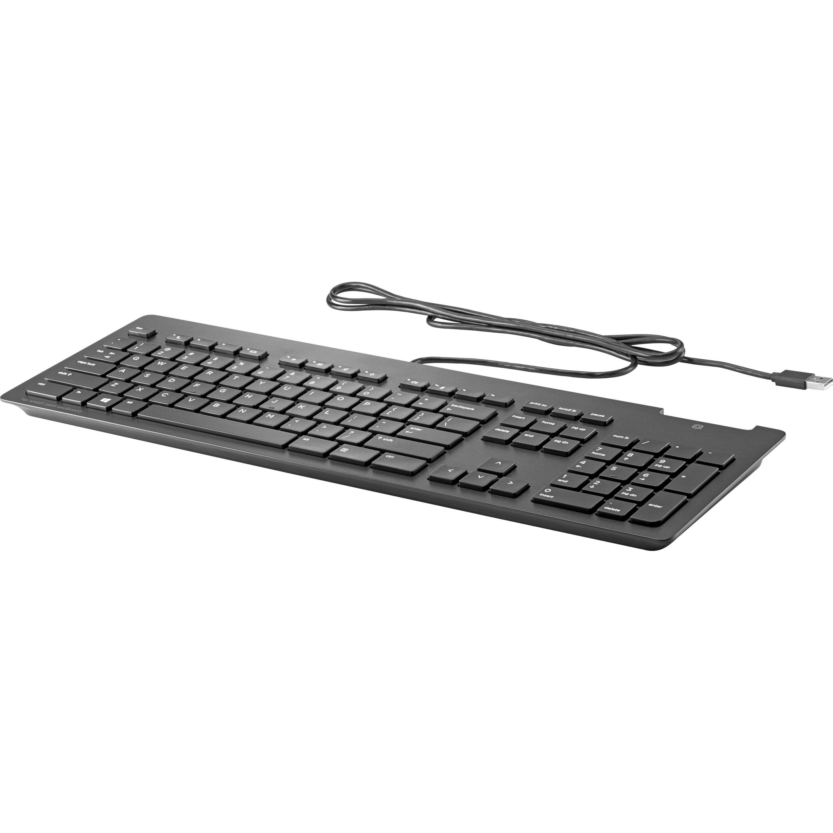 HP Slim V2 Smcard USB Kbd (Englisch International, Kabelgebunden), Tastatur, Schwarz