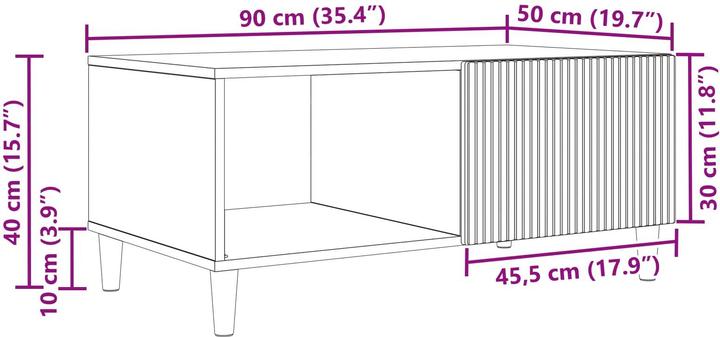 Image du produit vidaXL Couchtisch (90 x 50 x 40 cm)