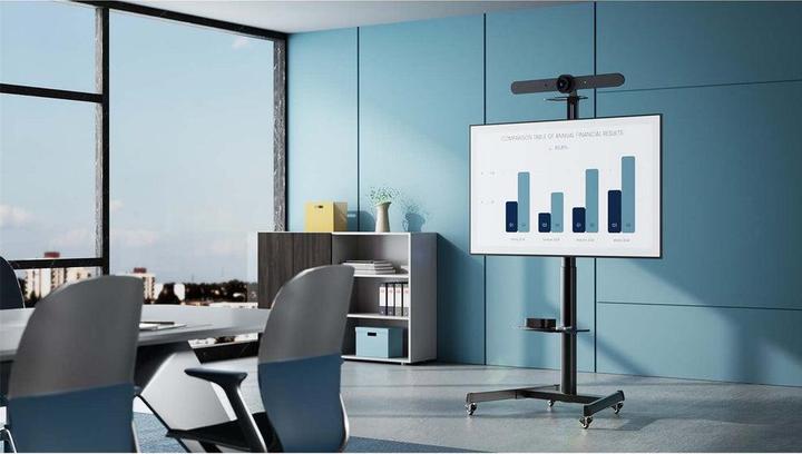 Actual product image Manhattan Multimedia TV-Ständer auf Rollen, werkzeuglos höhenverstellbar, für 37" bis 86" (86", 70 kg)