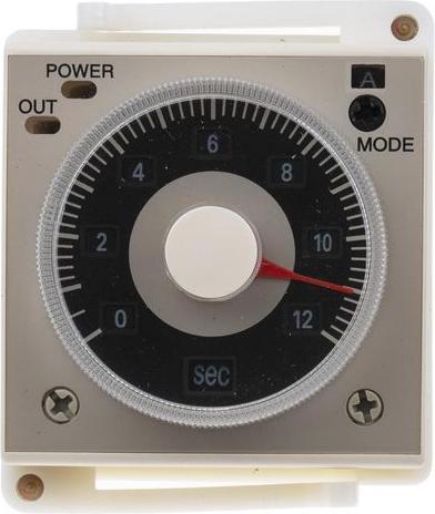 Actual product image RS PRO Timer relay, front panel mounting, 0.1 s 300h, 110V ac, 2 cont. Single, 2 changeover switches (S