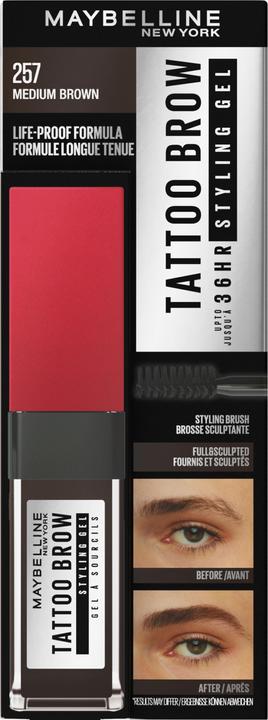 Image du produit Maybelline New York Gel coiffant Tattoo Brow 36H (257 Marron moyen)